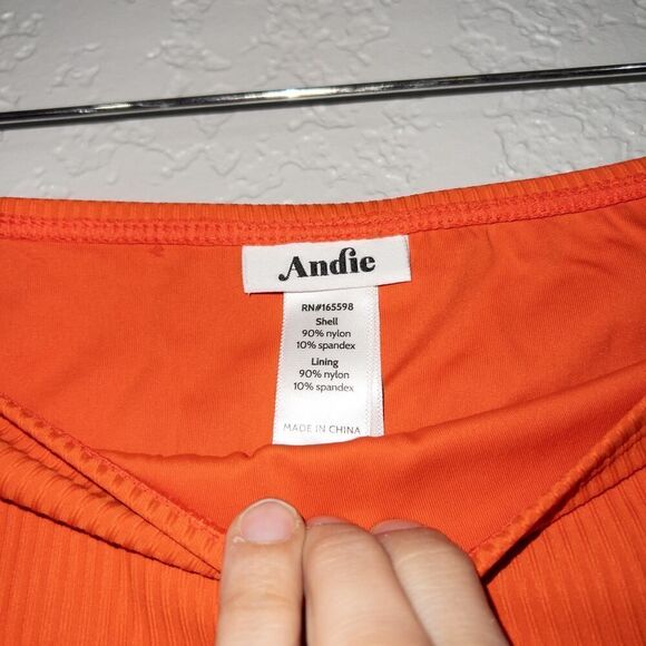 NWT Andie Siren Orange Bikini Rib Bottom Size Large - Picture 2 of 4